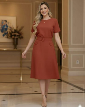 Conjunto Social Midi Linho terra | Moda Evangelica